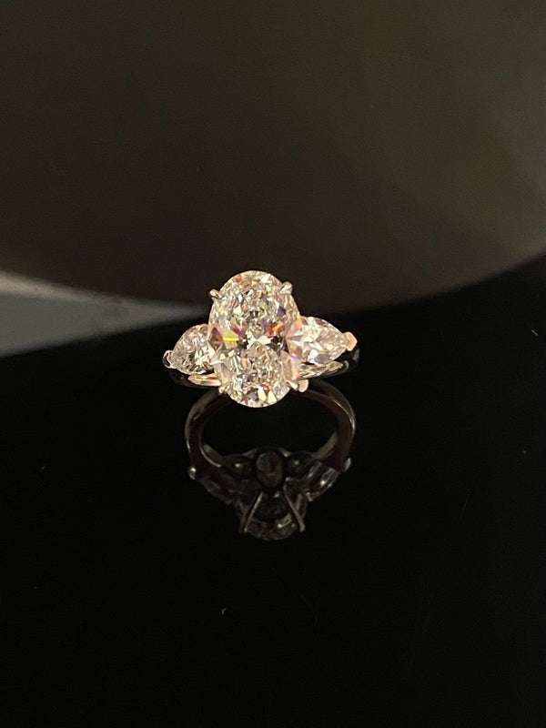Oval Diamond Three-Stone Ring | IGI Certified, E Color, Timeless and Elegant Design 3-Carat