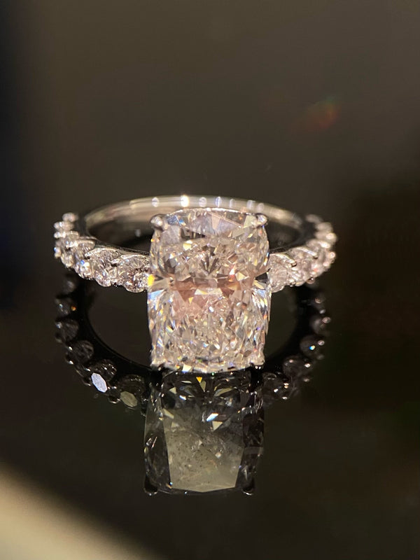 Lab Grown Diamond Ring | IGI Certified, E Color, VS Clarity, Elongated Cushion Cut  5-Carat