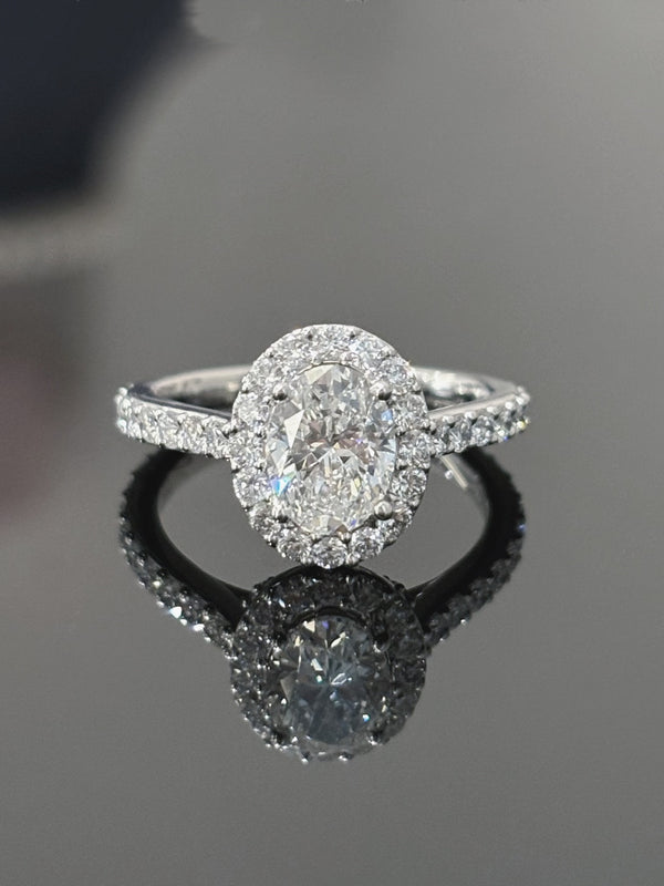 Fully Paved Oval Halo Diamond Ring | 1ct DEF Color VS Lab Grown | Dulci Diamond
