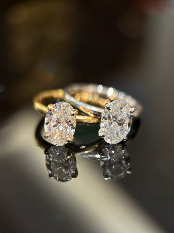Oval Diamond Ring with Diamond Accented Band | 2ct DE VS Lab Grown | Dulci Diamond