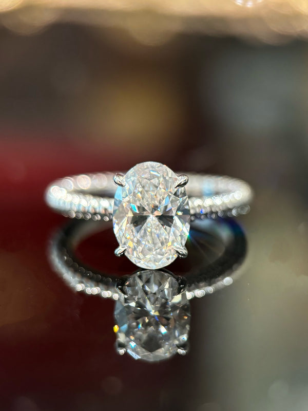 Oval Diamond Ring with Cable Twist Band | 2ct E VS Lab Grown | Dulci Diamond