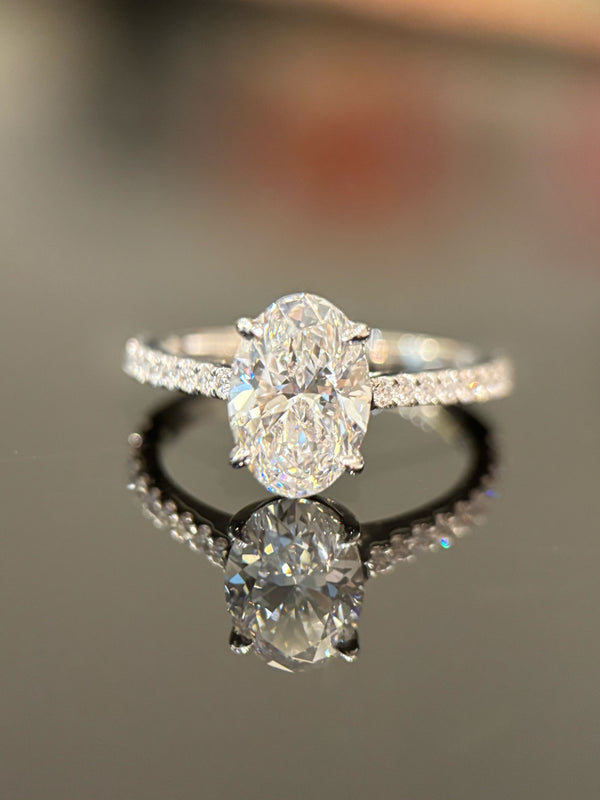 Full Pave Oval Diamond Ring | 2ct DE VS Lab Grown | IGI Certified | Dulci Diamond