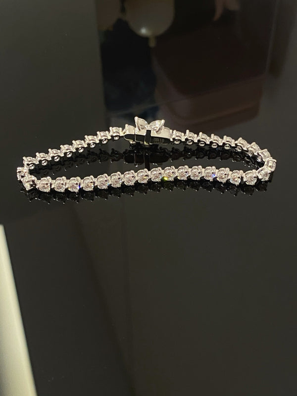 Round and Marquise Diamond Tennis Bracelet