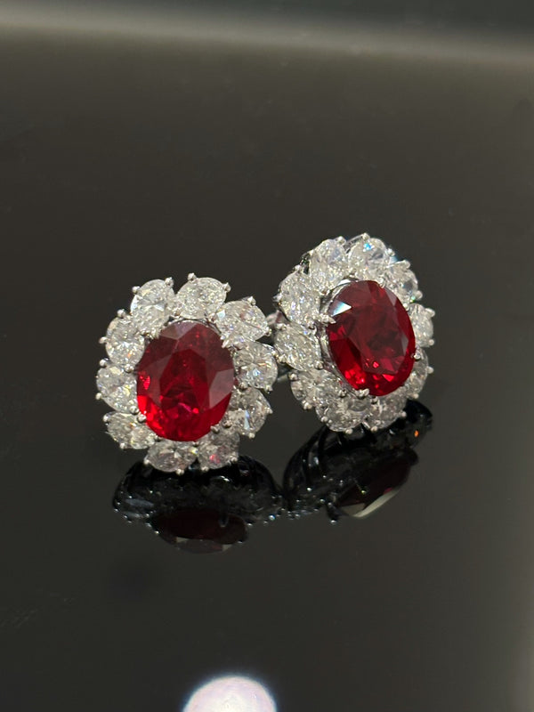 Luxury Ruby and Diamond Stud Earrings