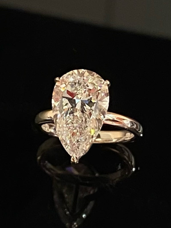 Classic 5Carat Teardrop Diamond Ring with Diamond Accents