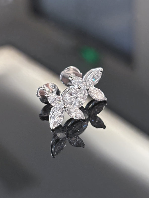 Marquise Diamond Cluster Stud Earrings | DEF VS-VVS Quality | Dulci Diamond