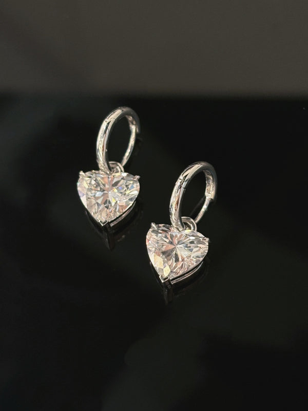 Heart Shape Diamond Drop Earrings | 2ct+ DEF VS-VVS | Face-Flattering Design | Dulci Diamond