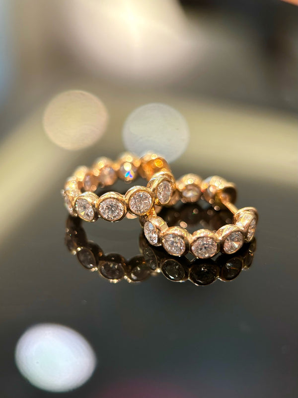 Bubble Diamond Hoop Earrings | 18 Round Diamonds | Old Money Style | Dulci Diamond