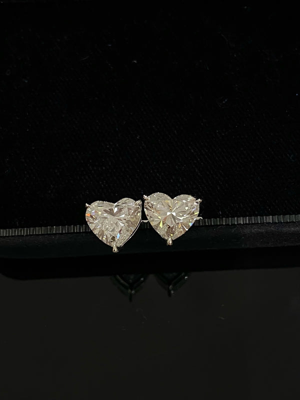 Matched Pair Heart Diamond Stud Earrings | 2ct DE VS | IGI Certified | Dulci Diamond