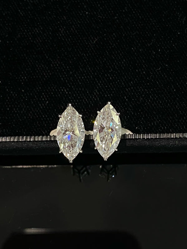Matched Pair Marquise Diamond Stud Earrings | 2ct E VS IGI Certified | Dulci Diamond