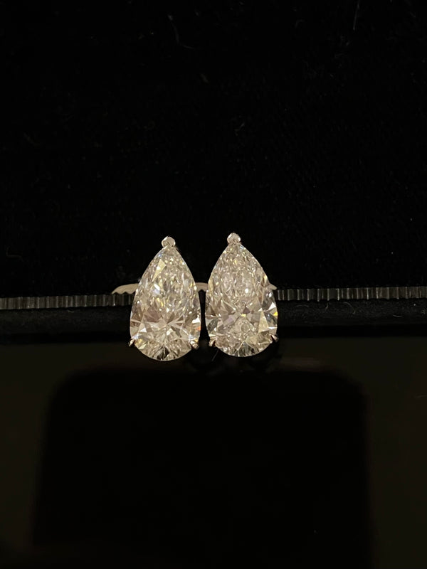 Matched Pair Pear Diamond Stud Earrings | 2ct D VS IGI Certified | Dulci Diamond