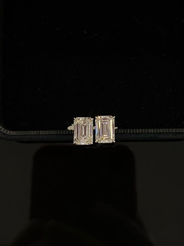 Matched Pair Emerald Cut Diamond Stud Earrings | 2ct E VS IGI Certified | Dulci Diamond