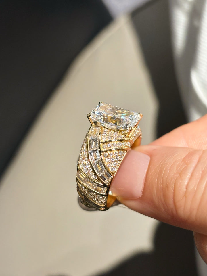 Radiant Cut Lab Grown Diamond Statement Ring | Wide Full Pavé Band | 1 ...